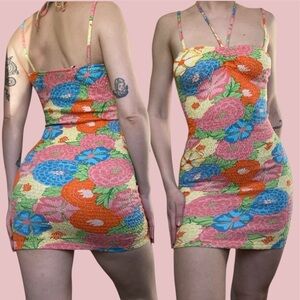 BUY 2 • GET 1 FREE - Zara colourful bodycon mini dress size S